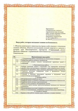 Приложение к свидетельству о допуске к определенному виду или видам работ Новоалтайск СРО в строительстве